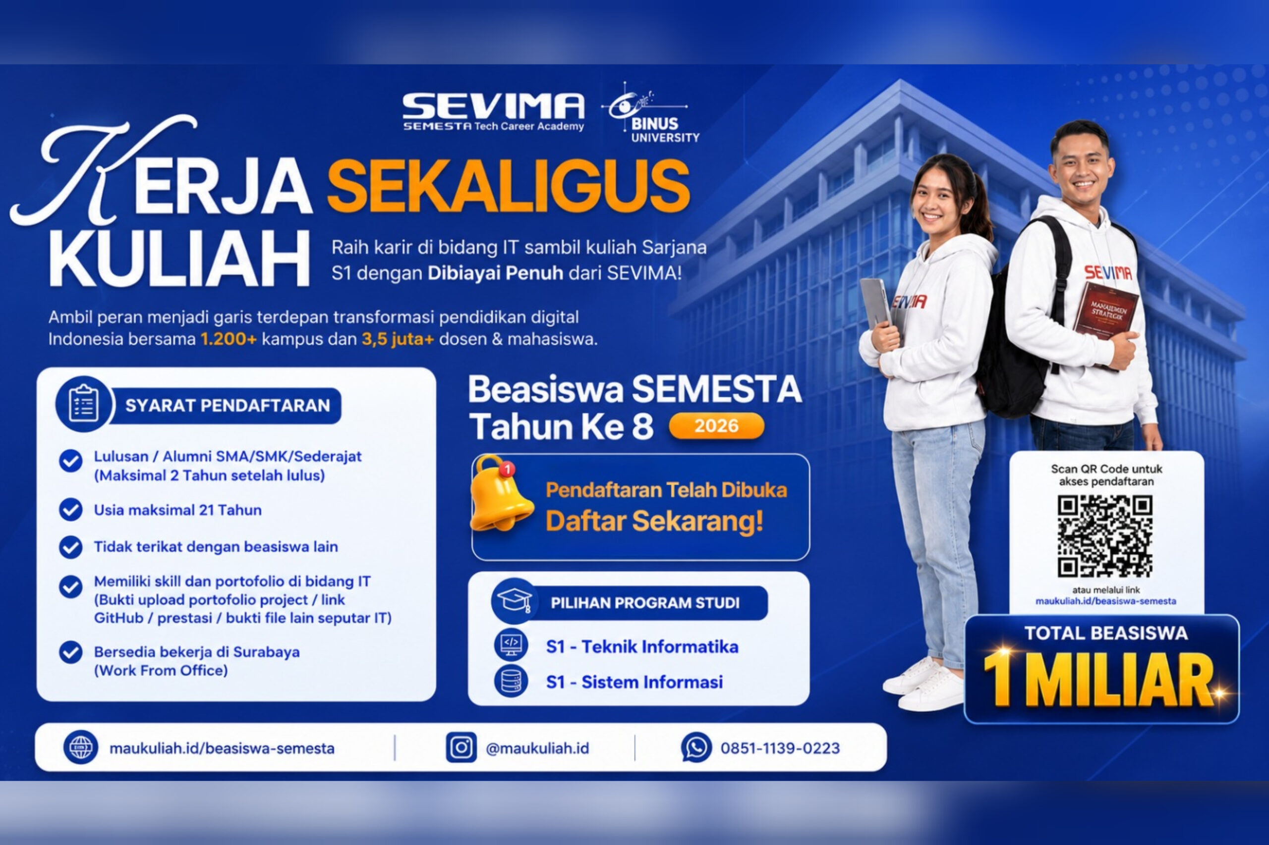 Ilustrasi beasiswa semesta 8 untuk artikel SEVIMA Buka Beasiswa SEMESTA 8: Kuliah S1 Gratis dan Kerja…
